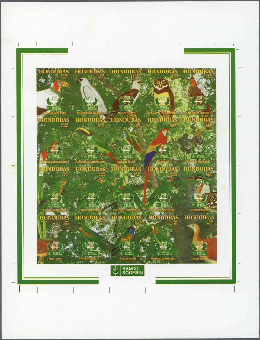 ** Thematik: Tiere-Vögel / Animals-birds: 1999, Honduras, DOMESTIC BIRDS, Imperforate Proof Sheet Of 20 Stamps, Missing  - Autres & Non Classés