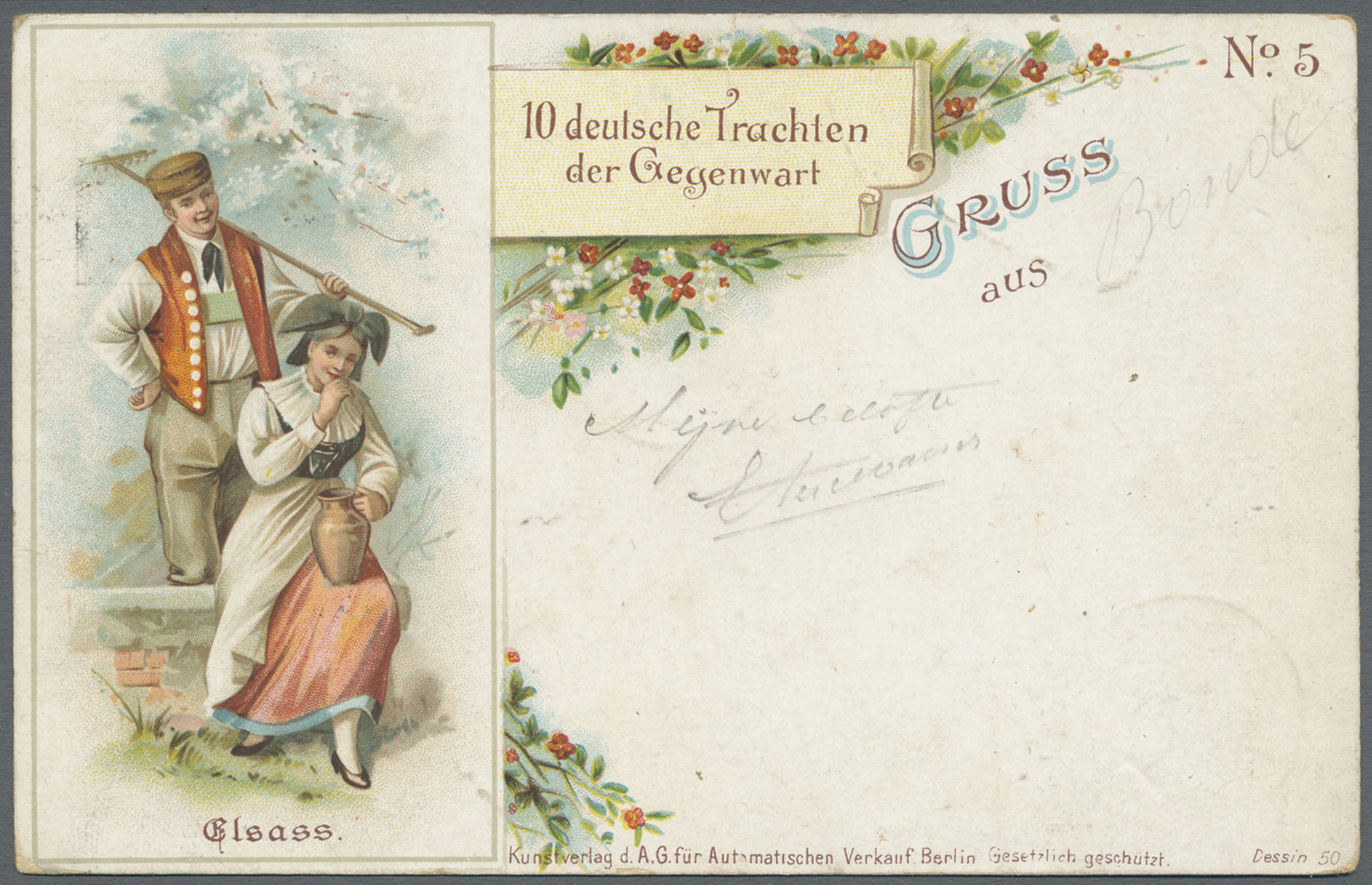 GA Thematik: Trachten / Costumes: 1899, Dt. Reich. Privat-Postkarte 5 Pf Ziffer "Deutsche Trachten" Mit Farb-Abb. Rs. Li - Costumes
