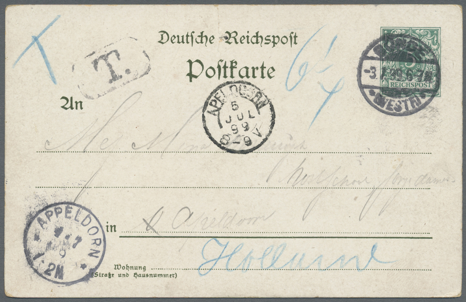 GA Thematik: Trachten / Costumes: 1899, Dt. Reich. Privat-Postkarte 5 Pf Ziffer "Deutsche Trachten" Mit Farb-Abb. Rs. Li - Costumes