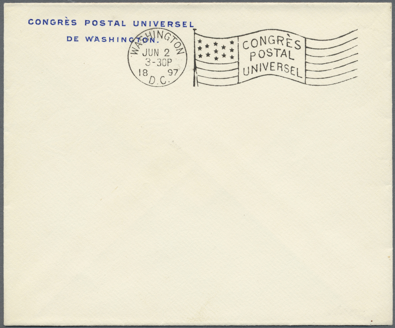 Br Thematik: UPU / United Postal Union: 1897, American Postal Machine Company, Washington, D.C., JUN 2, Type B-27 Flag C - U.P.U.