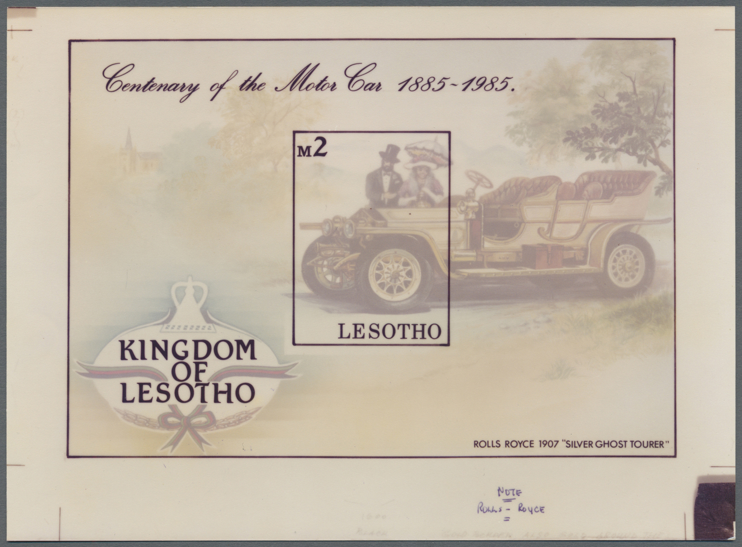 Thematik: Verkehr-Auto / Traffic-car: 1985, Lesotho, 2m. Rolls-Royce Silver Sprint, Photographic Essay Size 17:12,5 Cm, - Cars