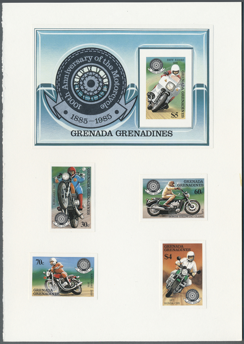 Thematik: Verkehr-Motorrad  / Traffic-motorcycle: 1985, Grenada Grenadines. Imperforate Proofs For The Complete Set MOTO - Motorbikes