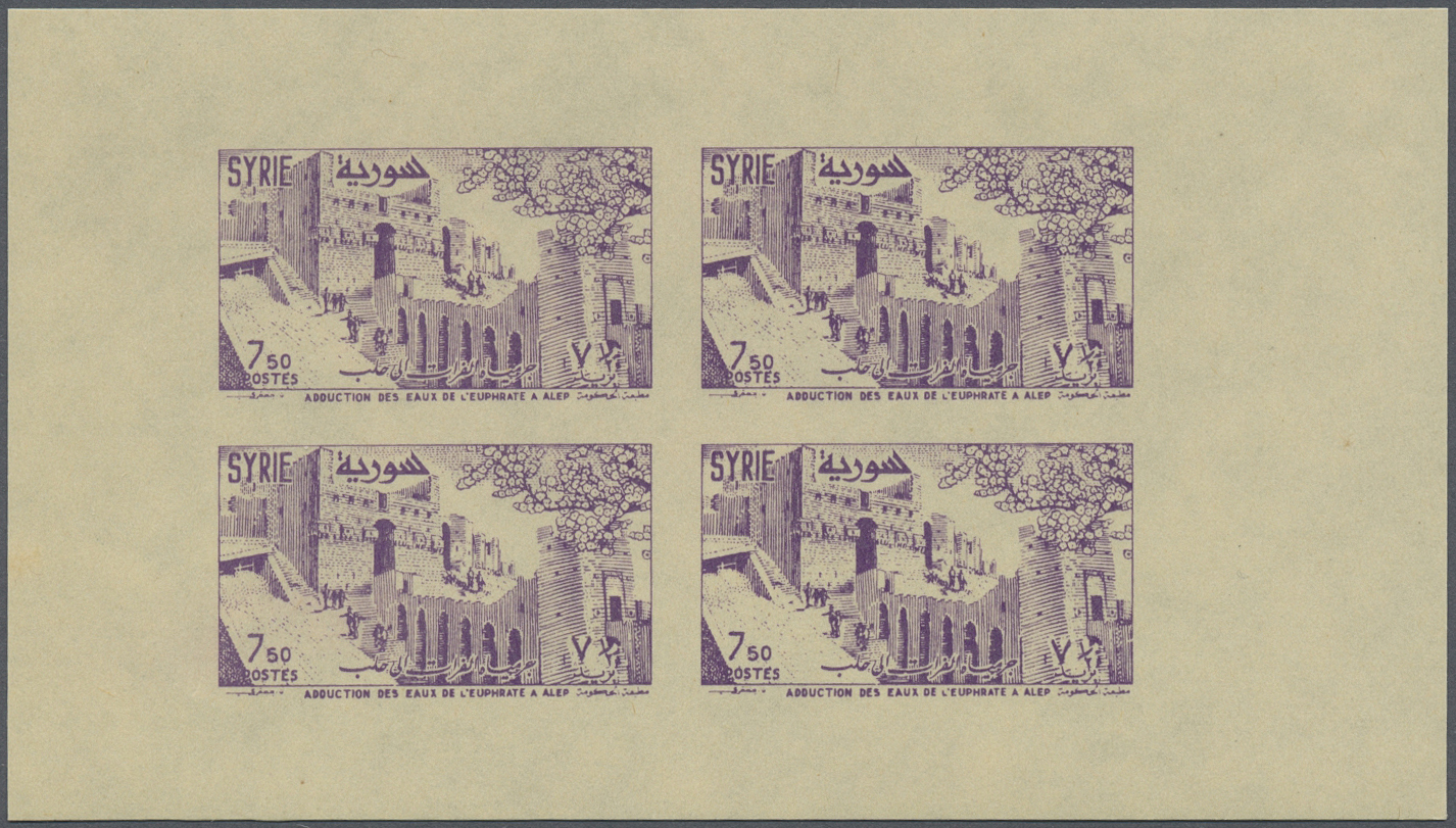 ** Thematik: Wasser / Water: 1955, SYRIA: River Euphrat With Citadel And Dam Complete Set Of Three Miniature Sheets, Min - Other & Unclassified