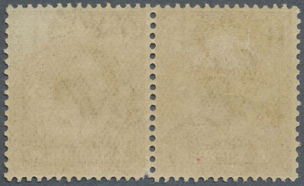 **/* Großbritannien: 1913, 1s. Bistre-brown, VARNISH INK, Horiz. Pair, Left Stamp Hinged, Right Stamp Unmounted Min - Sonstige & Ohne Zuordnung