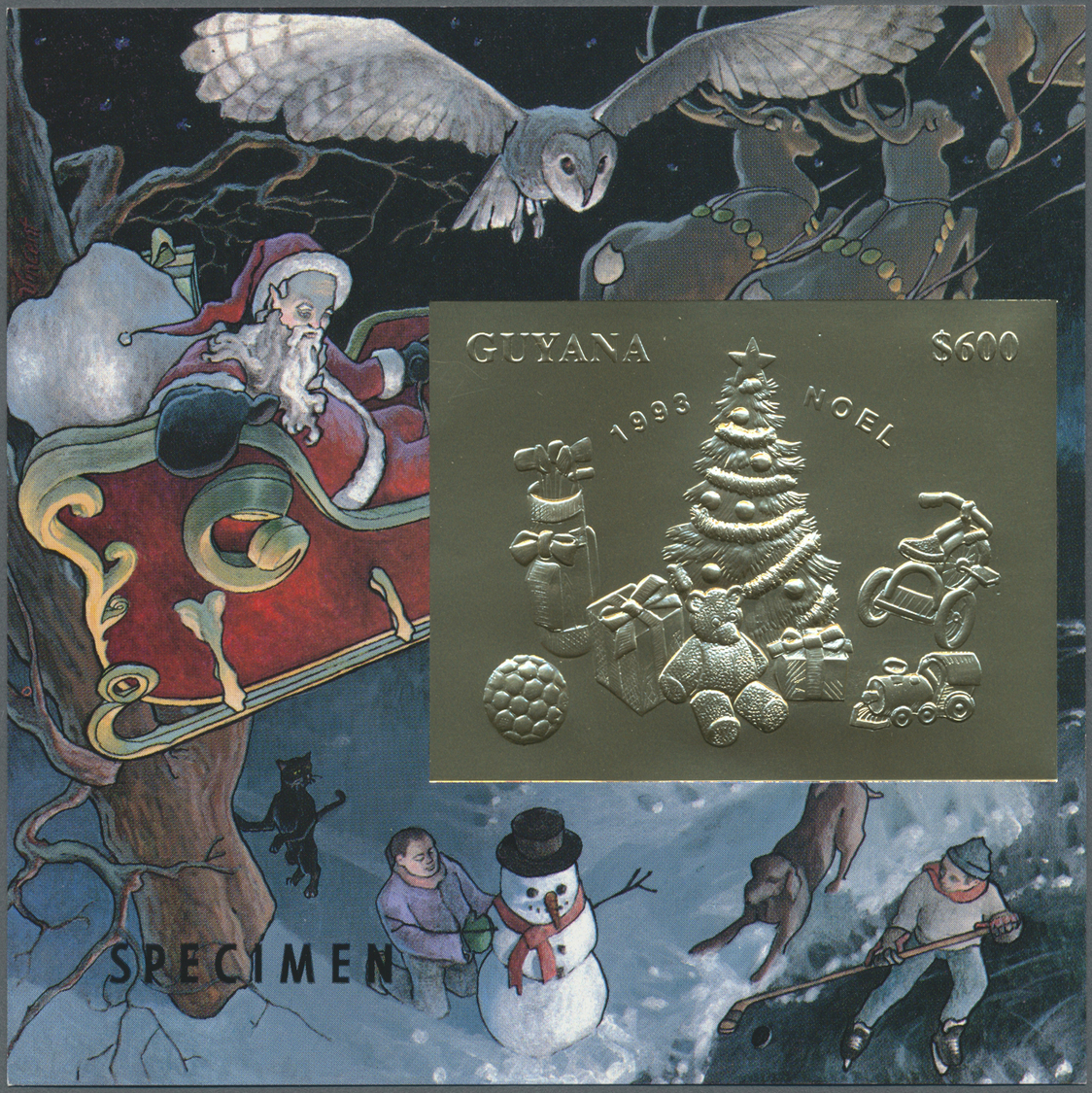 ** Thematik: Weihnachten / christmas: 1993, Christmas GOLD and SILVER miniature sheets set of eight, two sets incl. one 