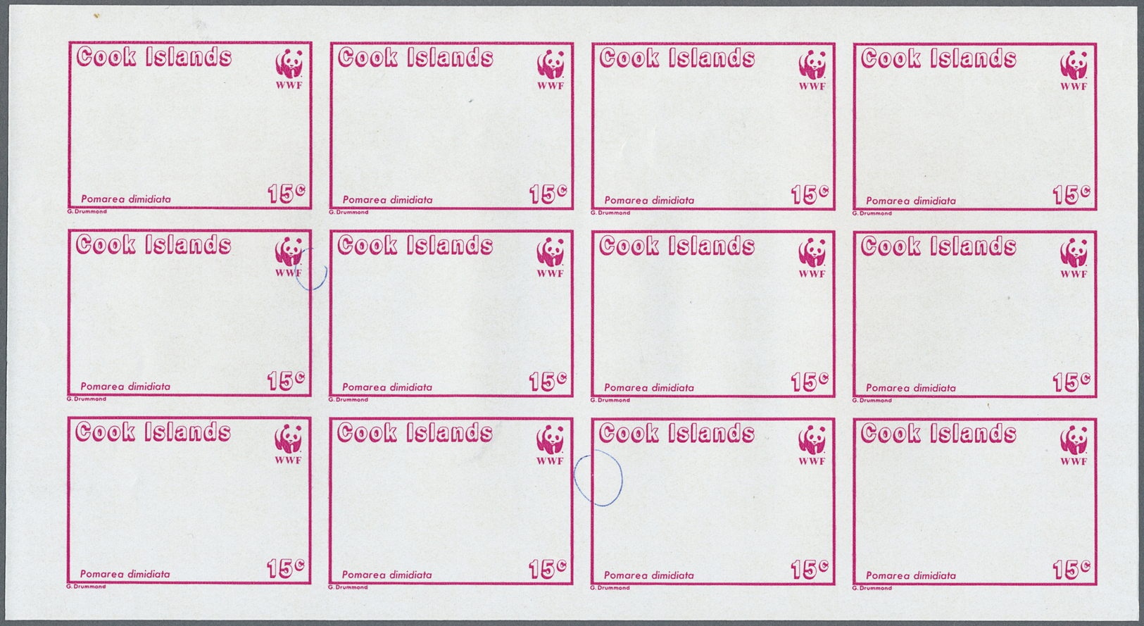 ** Thematik: WWF: 1989, Birds/pomarea Dimidiata - 2 Items; Progressive Plate Proofs In Miniature Sheets (12 Stamps) For  - Other & Unclassified