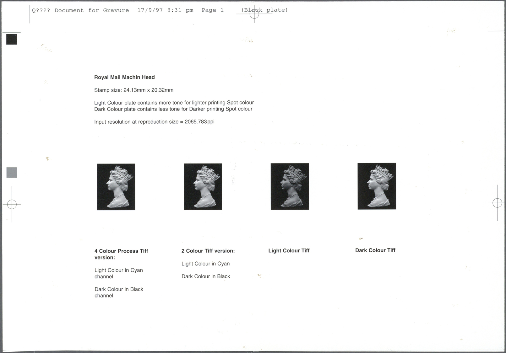 Großbritannien - Machin: 1997, Proof Sheet On Photographic Paper, Size 23,4:16,3 Cm, Depicting Four Designs In - Série 'Machin'