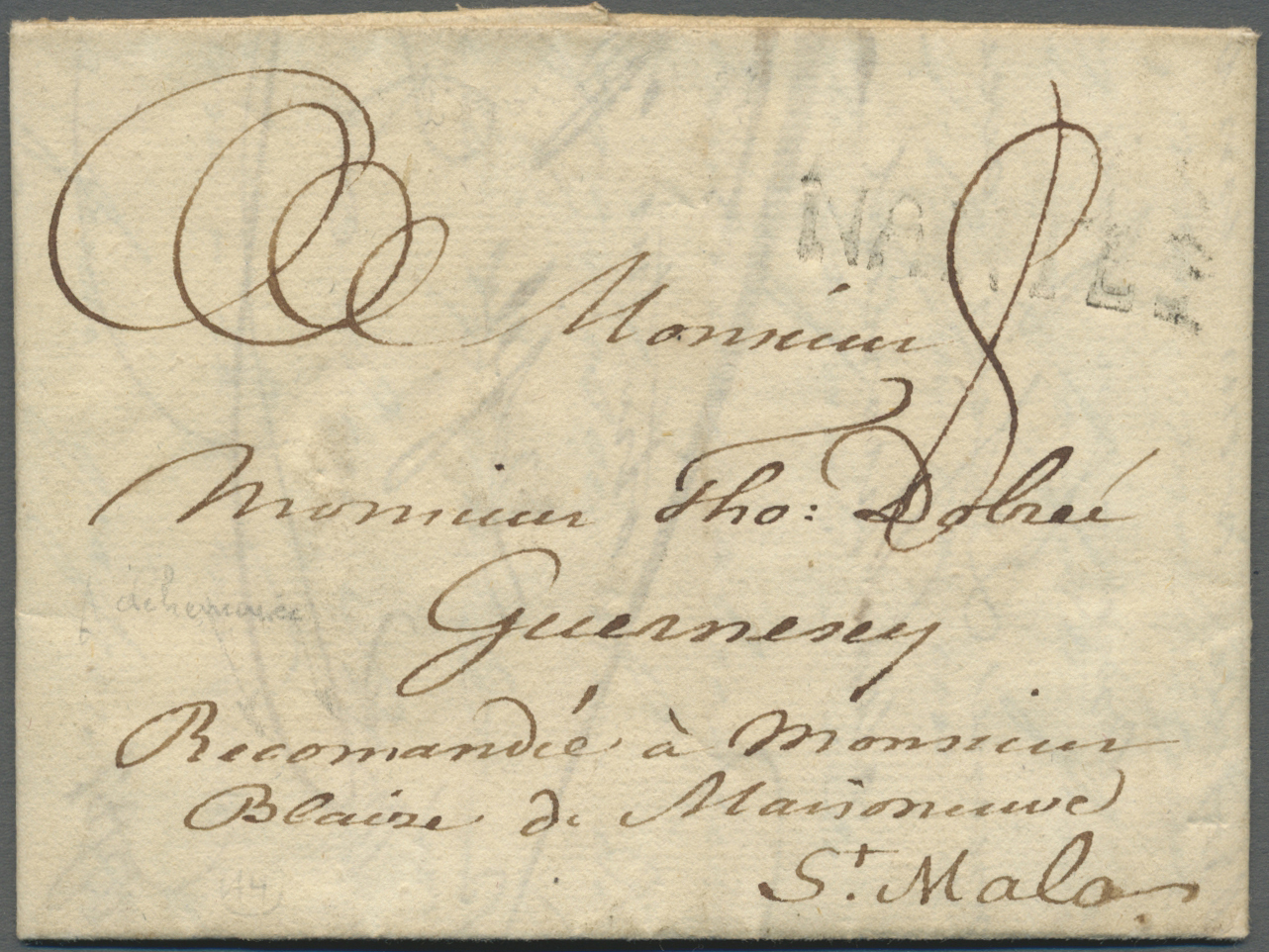 Br Großbritannien - Guernsey: 1787. Stampless Envelope Dated '28th Juillet 1787' Addressed To Guernsey Cancelled - Guernesey