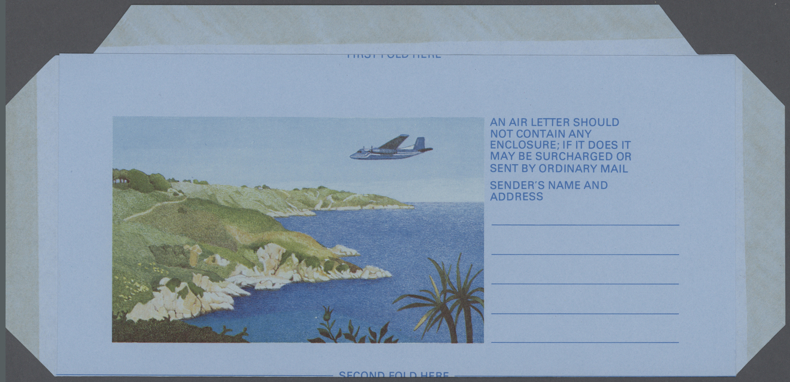 GA Großbritannien - Guernsey: 1980, A series of uncut printers progressive proofs of the 14½p Aircraft over Bay a