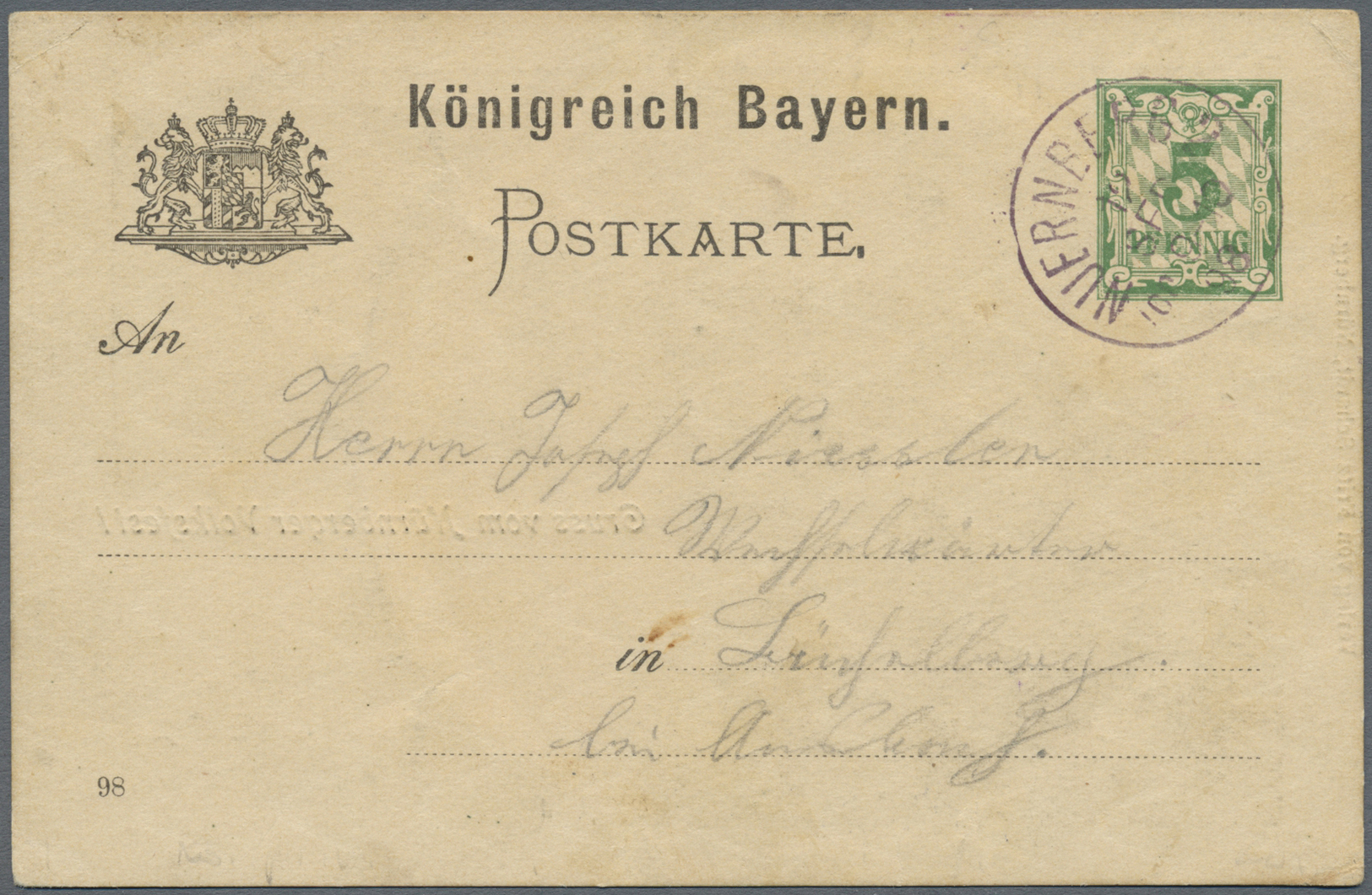 GA Thematik: Zirkus / Circus: 1898, Bayern. Privat-Postkarte 5 Pf Rauten "Gruss Vom Nürnberger Volksfest" Mit Rs. Zudruc - Circus