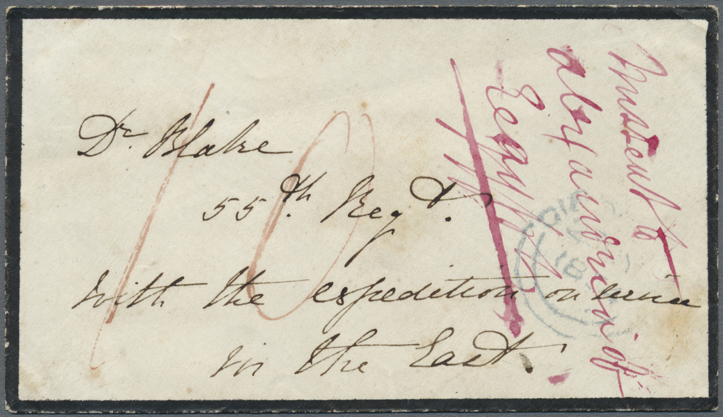 Br Ägypten: 1854, Folded Mourning Envelope From "GIBRALTAR 23/MAY/1854" Addressed To The "army In The East", Showing Pur - 1915-1921 British Protectorate
