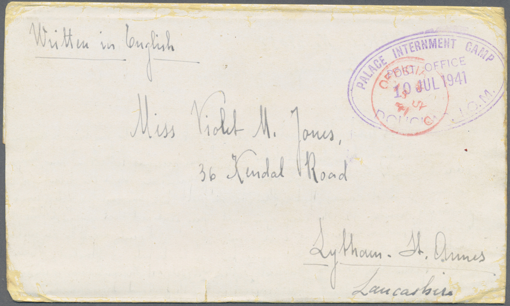 Br Großbritannien - Isle Of Man: 1941. Stampless Folded Letter Sheet Endorsed ‘House No 4, “R” Camp, Isle Of Man’ - Isle Of Man