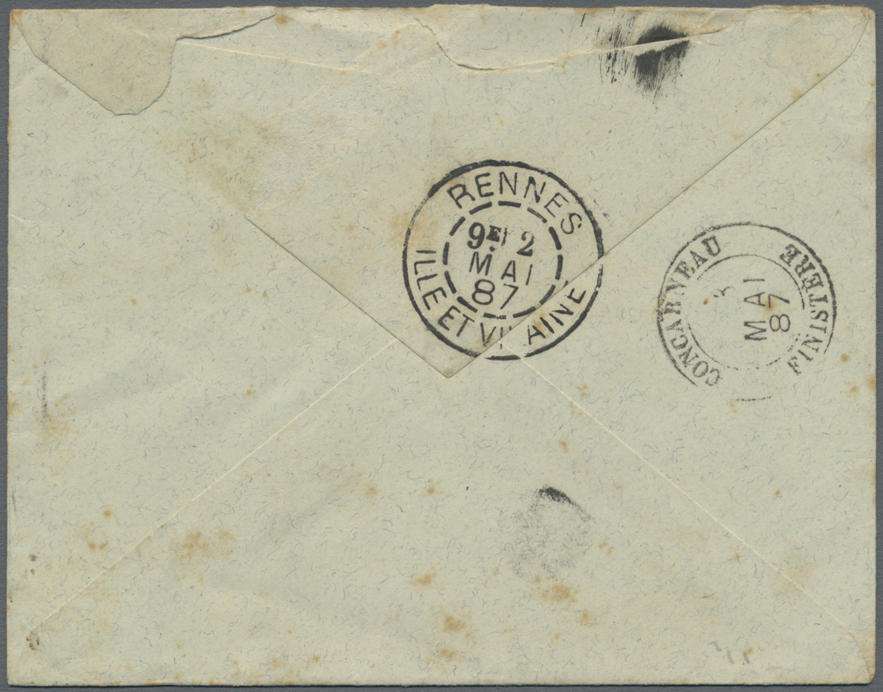 Br Großbritannien - Jersey: 1887. Envelope (fox Spots) To France Bearing Great Britain Jubilee SG 201, 2½d Purple - Jersey