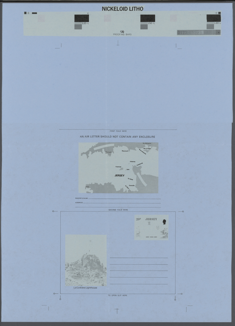 GA Großbritannien - Jersey: 1981, A Series Of Uncut Printers Progressive Essay Proofs Of The 20p Parish Arms Aero - Jersey
