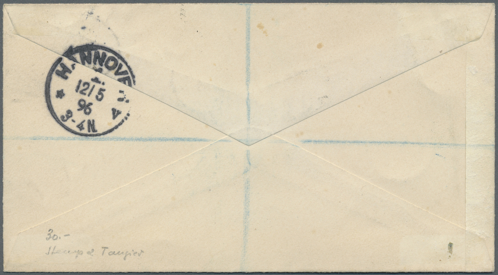 Br Britische Post In Marokko: 1896, 5 Pesetas Slate GIBRALTAR Issue Single Franking On Registered Cover From TANG - Other & Unclassified