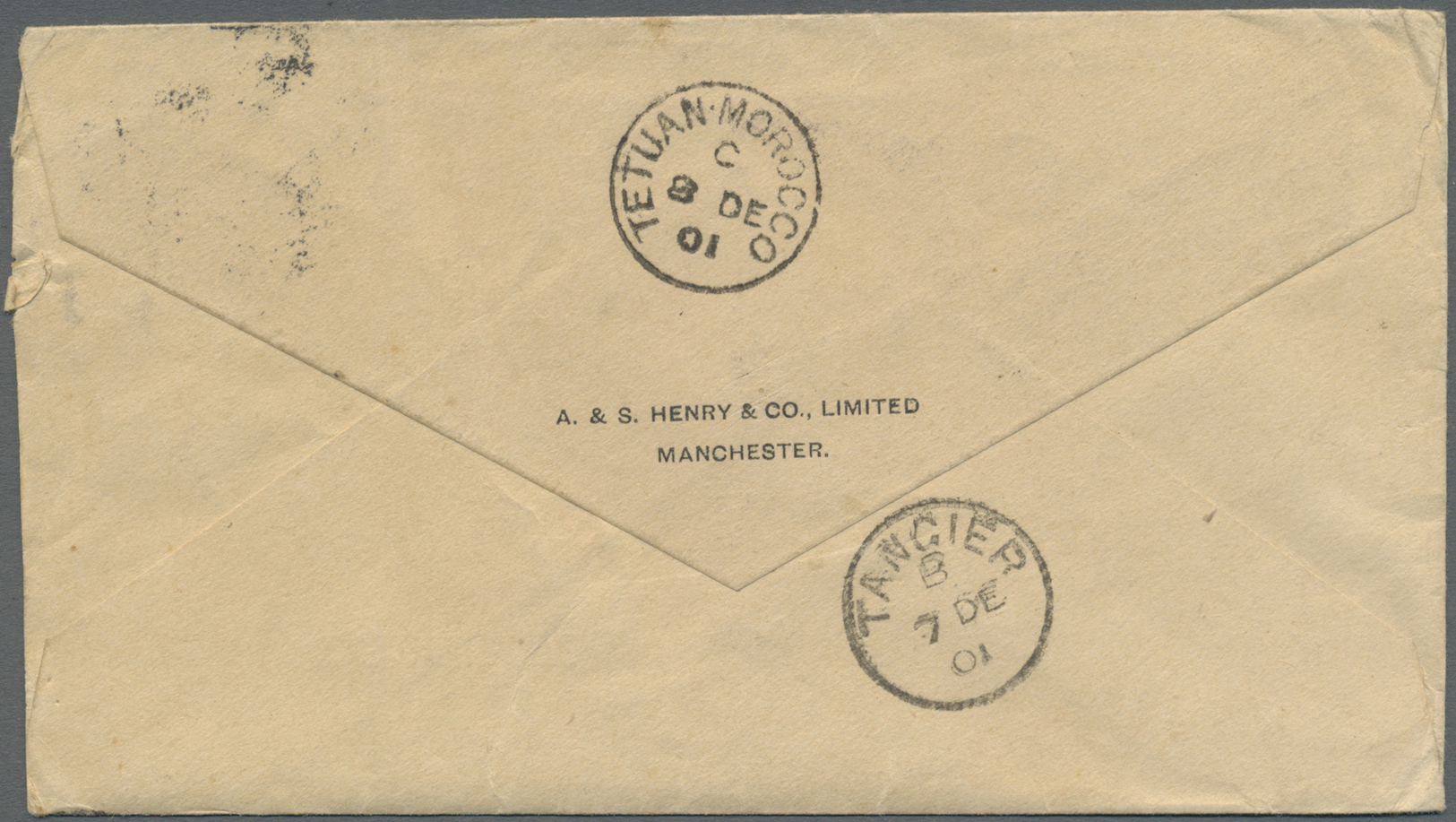 Br Britische Post In Marokko: 1901. Incoming Mail Addressed To Tetuan Bearing Great Britain SG 201, 2½d Blue Tied - Other & Unclassified