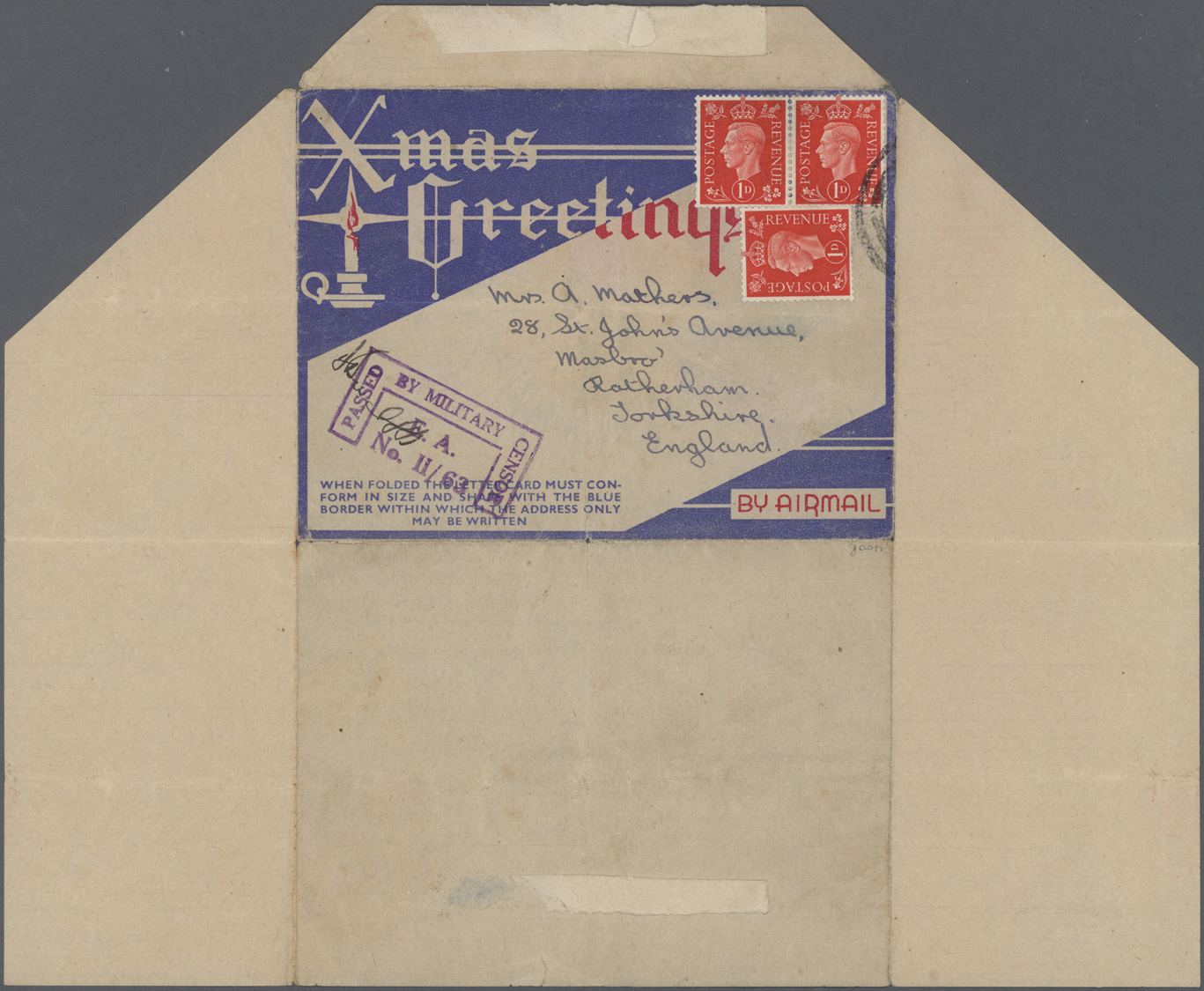 Br Britische Militärpost II. WK: 1942/1945, Seven Different Air Mail Lettersheets With Special CHRISTMAS Greeting - Autres & Non Classés