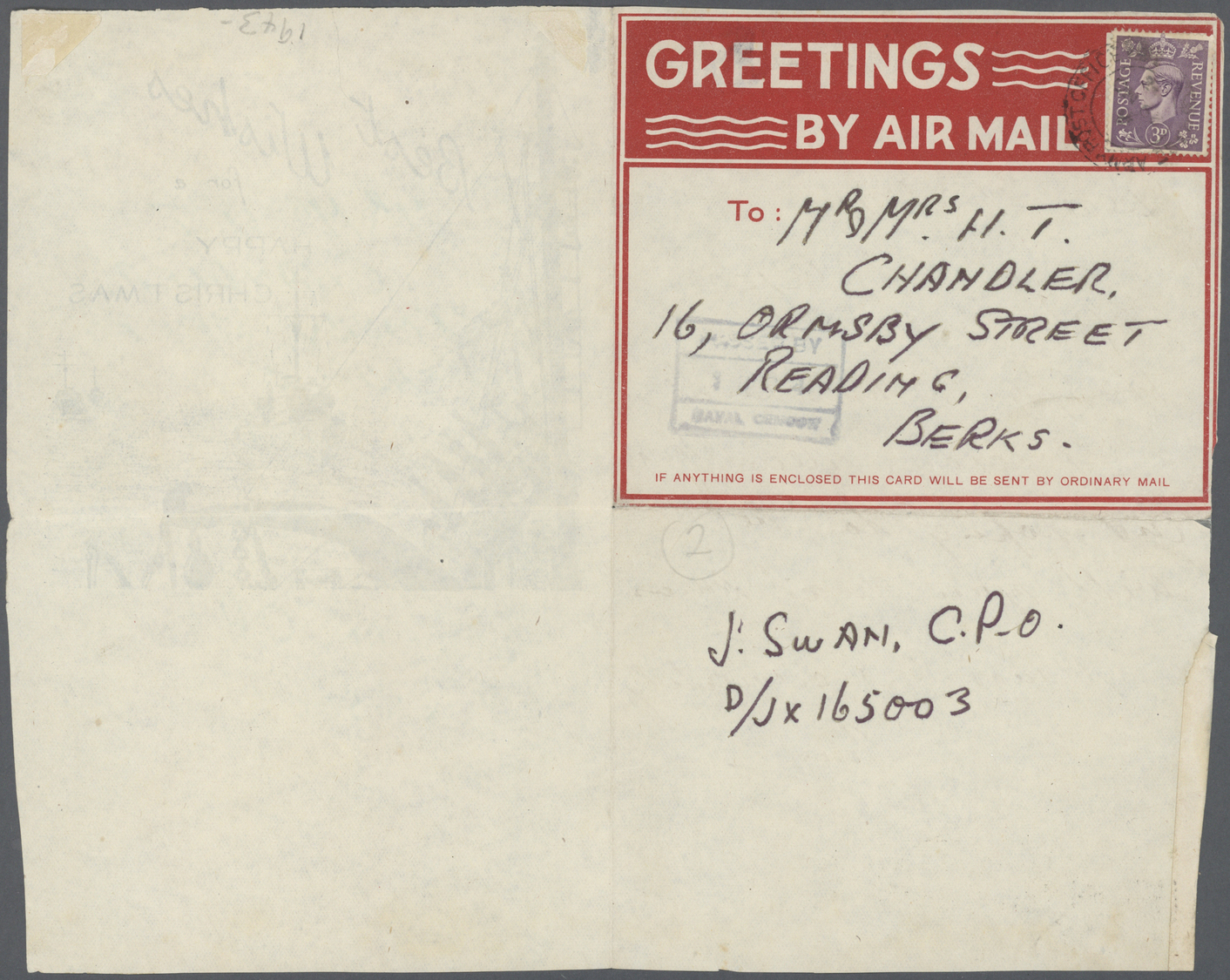 Br Britische Militärpost II. WK: 1942/1945, seven different Air Mail lettersheets with special CHRISTMAS greeting