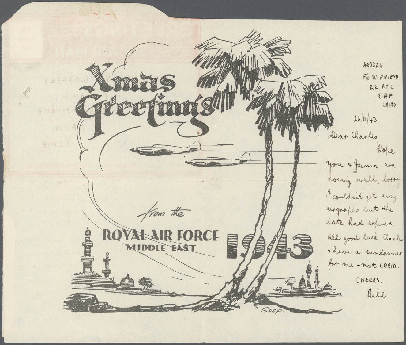 Br Britische Militärpost II. WK: 1942/1945, seven different Air Mail lettersheets with special CHRISTMAS greeting