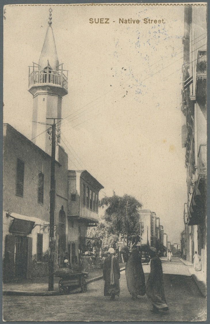 Br Ägypten: 1916. Picture Post Card Of 'Native Street; Suez' Dated' 16th Nov 1916' Addressed To-France Endorsed 'Mission - 1915-1921 British Protectorate