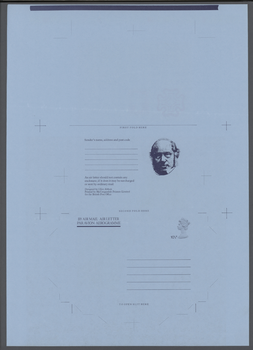 GA Großbritannien - Ganzsachen: 1979, Rowland Hill Centenary Aerogramme - Four Progressive Colour Proofs (some Cr - 1840 Mulready Envelopes & Lettersheets