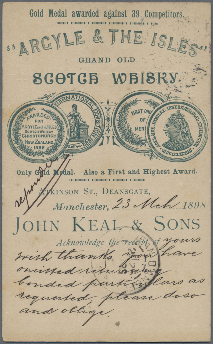 Br Großbritannien - Privatganzsachen: 1898. Advertising Postal Stationery Card 'Argyle & The Isles/Grand Old Scot - Autres & Non Classés