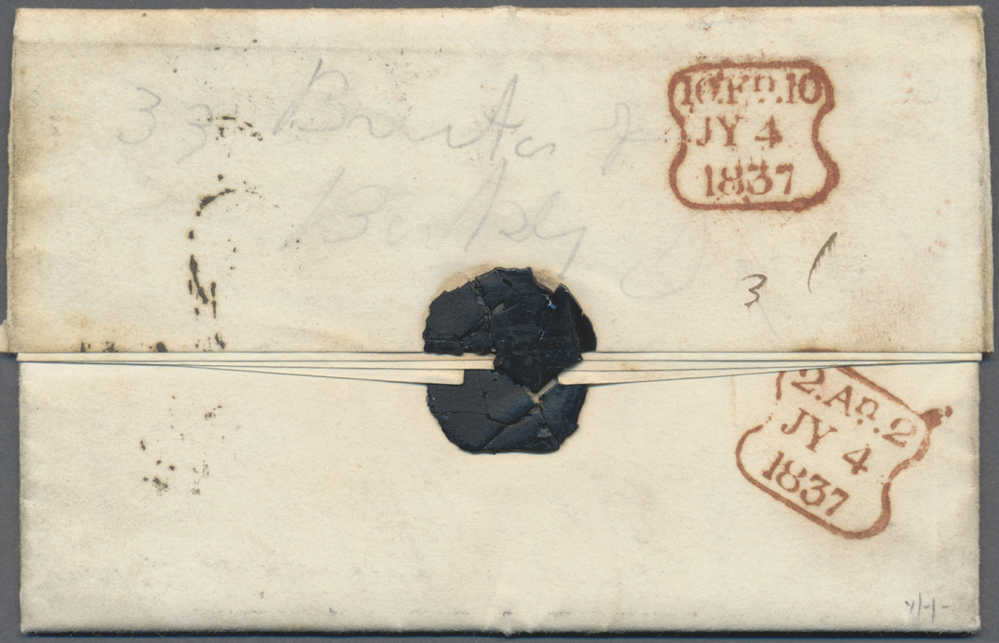 Br Großbritannien - Stempel: 1822/1837: Two Letters With Erasure Markings. A) 1822 Letter From London, Lombardstr - Marcophilie