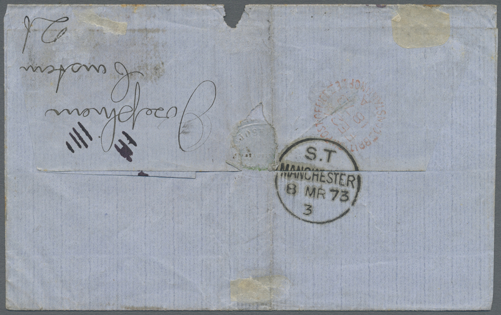 Br Großbritannien - Used Abroad: 1871/1873, britische Post in der Levante, 6 Briefe (alle mit Mittelbug, leicht f