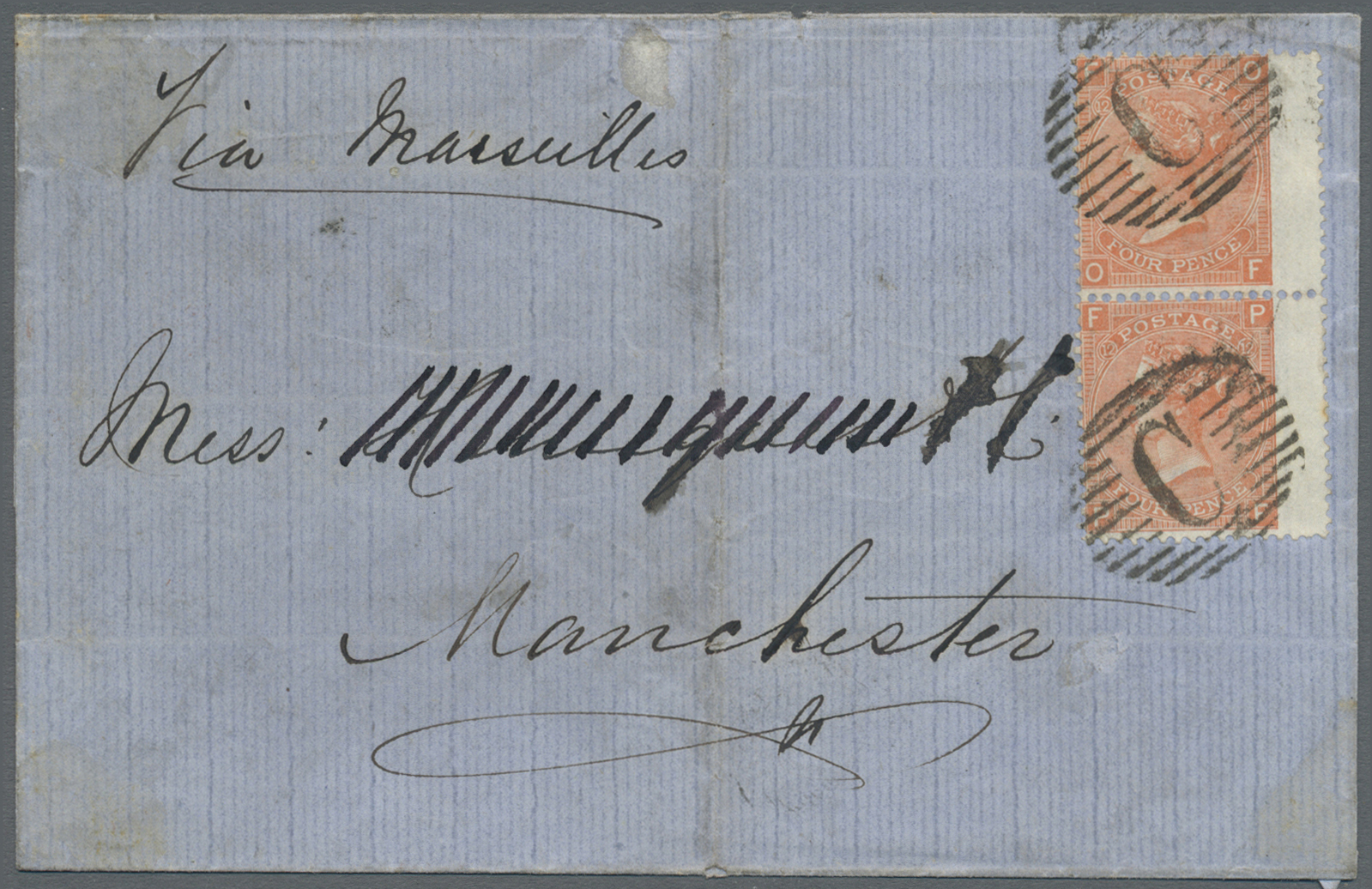 Br Großbritannien - Used Abroad: 1871/1873, britische Post in der Levante, 6 Briefe (alle mit Mittelbug, leicht f