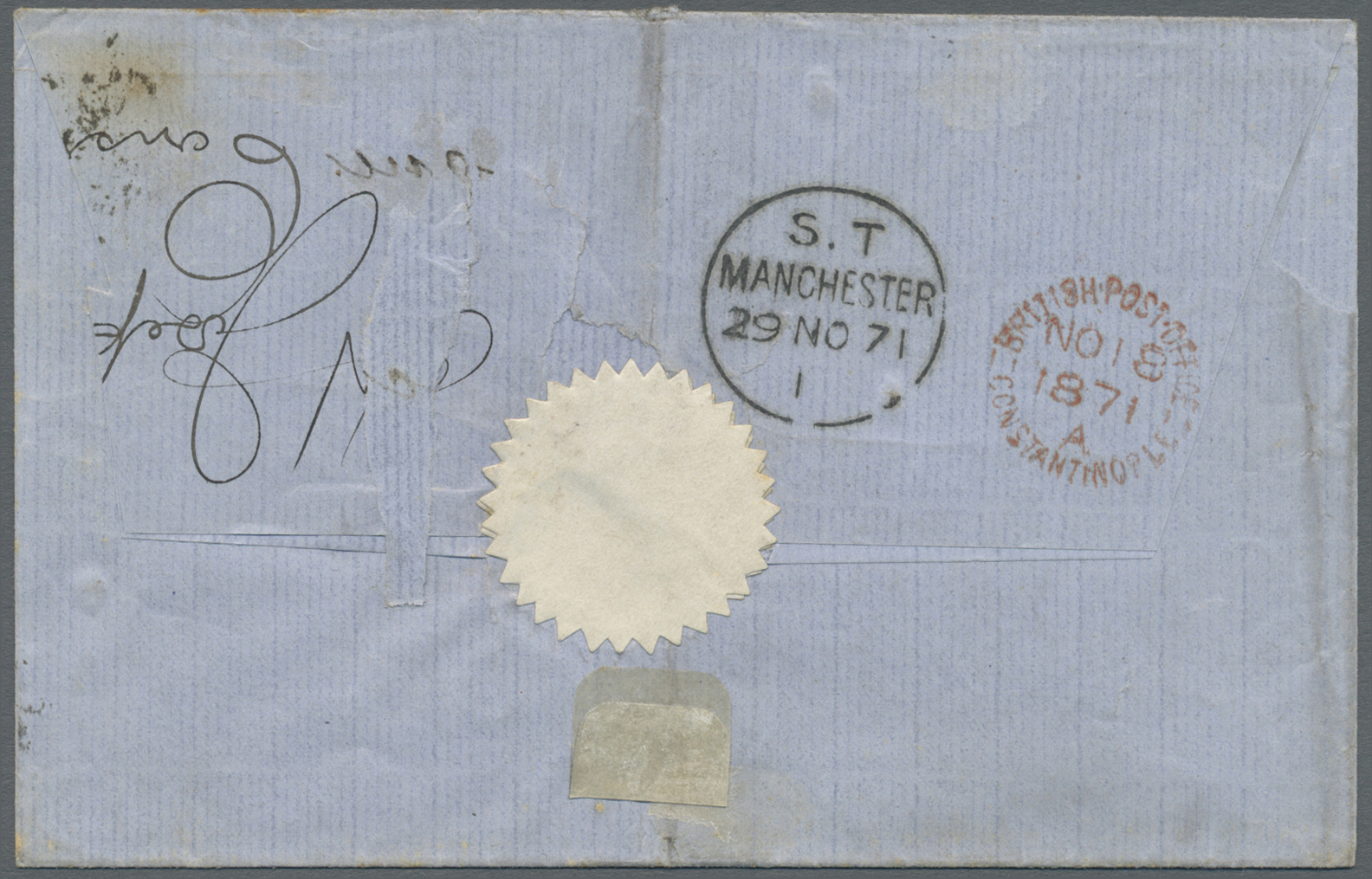 Br Großbritannien - Used Abroad: 1871/1873, britische Post in der Levante, 6 Briefe (alle mit Mittelbug, leicht f