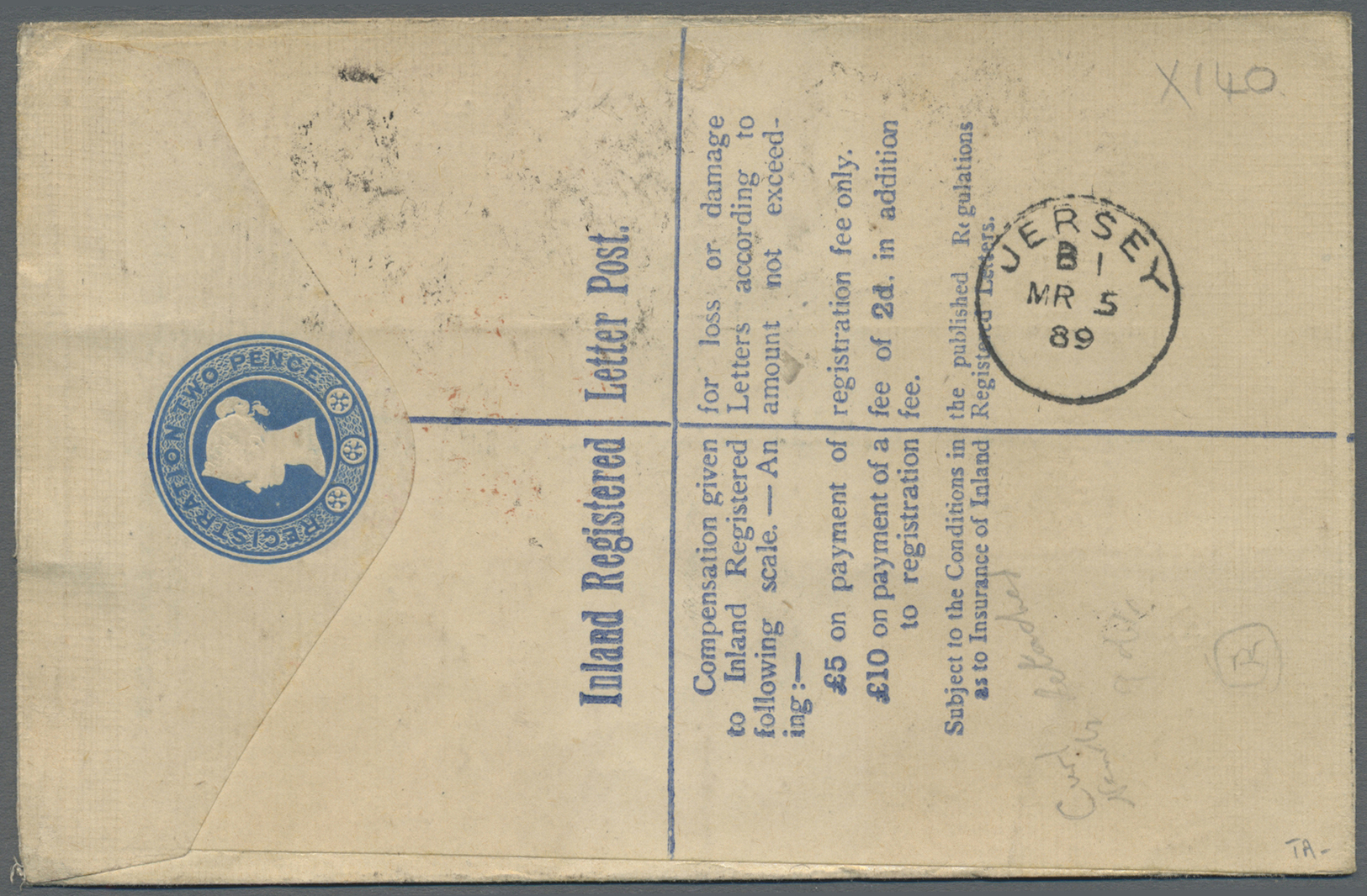 GA Großbritannien - Used Abroad: 1889 (28. Feb.), Britische Post In Der Levante, R-Ganzsachen-Umschlag (leichte S - Autres & Non Classés