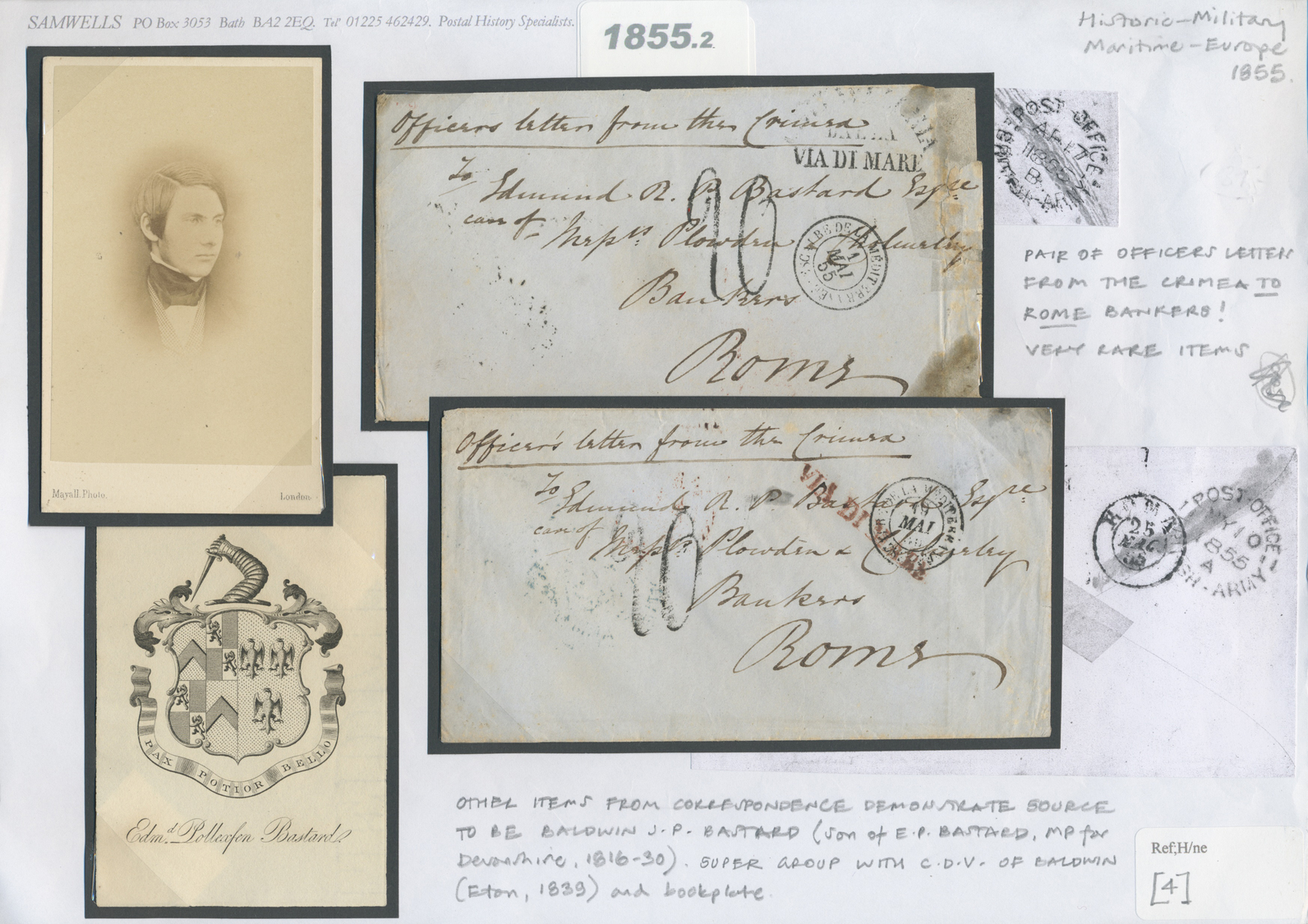Br Großbritannien - Besonderheiten: 1855, CRIMEAN WAR, Pair Of Officers Letters From The Crimea To Rome Bankers A - Autres & Non Classés