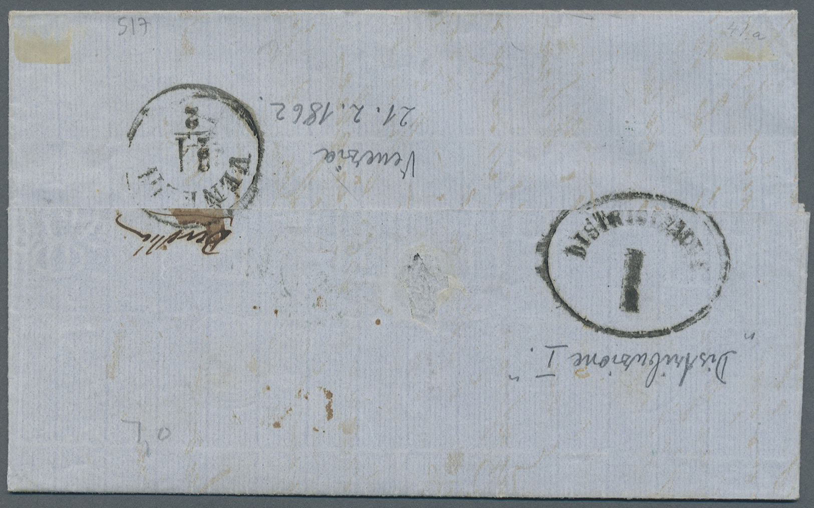Br Ionische Inseln: 1862. Faltbrief Mit Vollständigem Inhalt Aus Corfu 18. Februar 1862 (kopfstehendes Datum, Des - Iles Ioniques