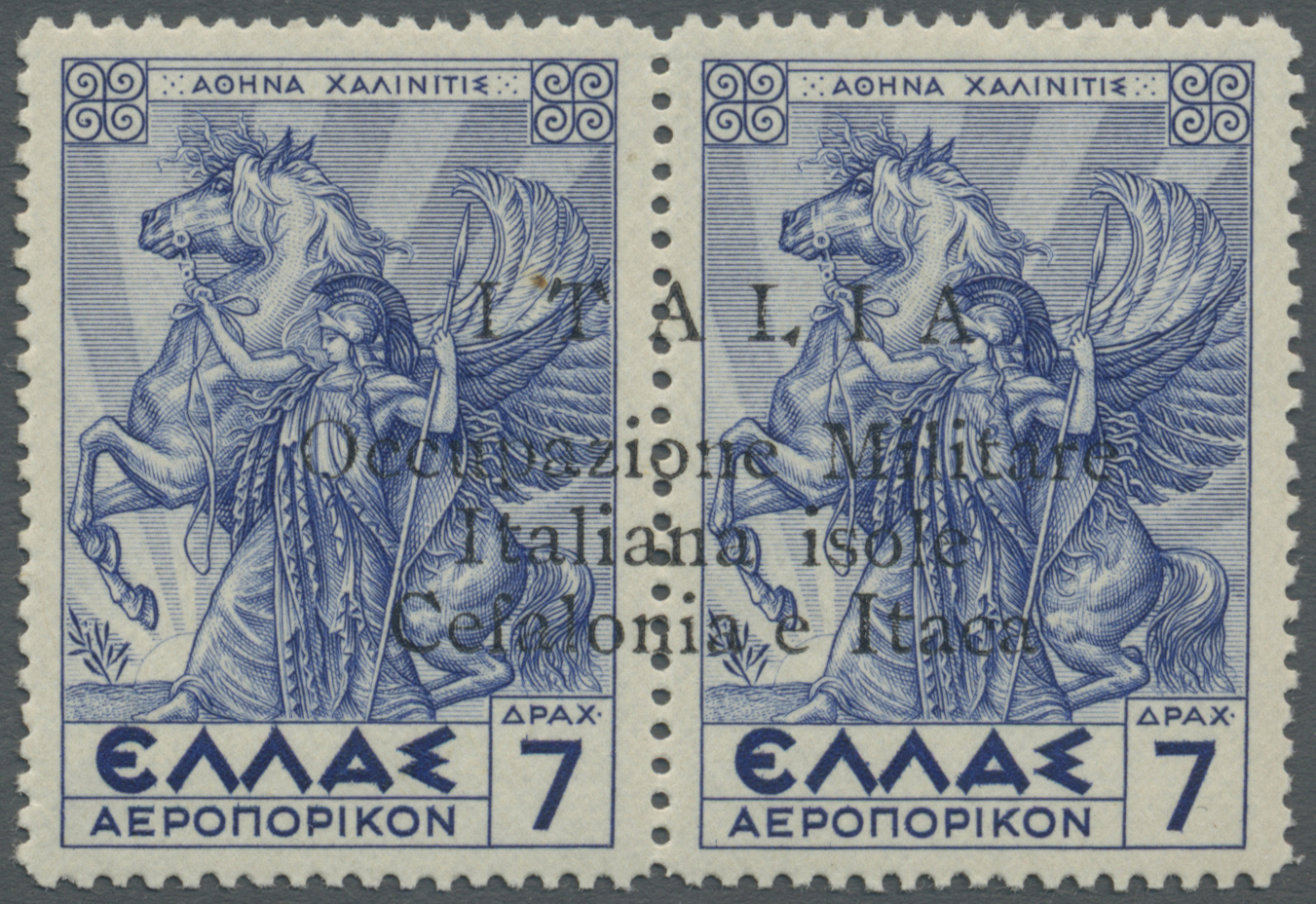 ** Ionische Inseln - Lokalausgaben: Kefalonia Und Ithaka: 1941, Argostoli Issue, 7dr. Blue Airmail Stamp Unmounte - Iles Ioniques