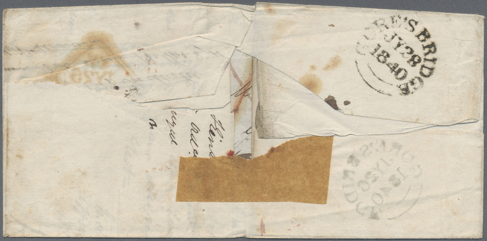Br Irland - Vorphilatelie: 1840. Stampless Envelope (folds And Tears) Addressed To London Cancelled By Gores Brid - Prephilately