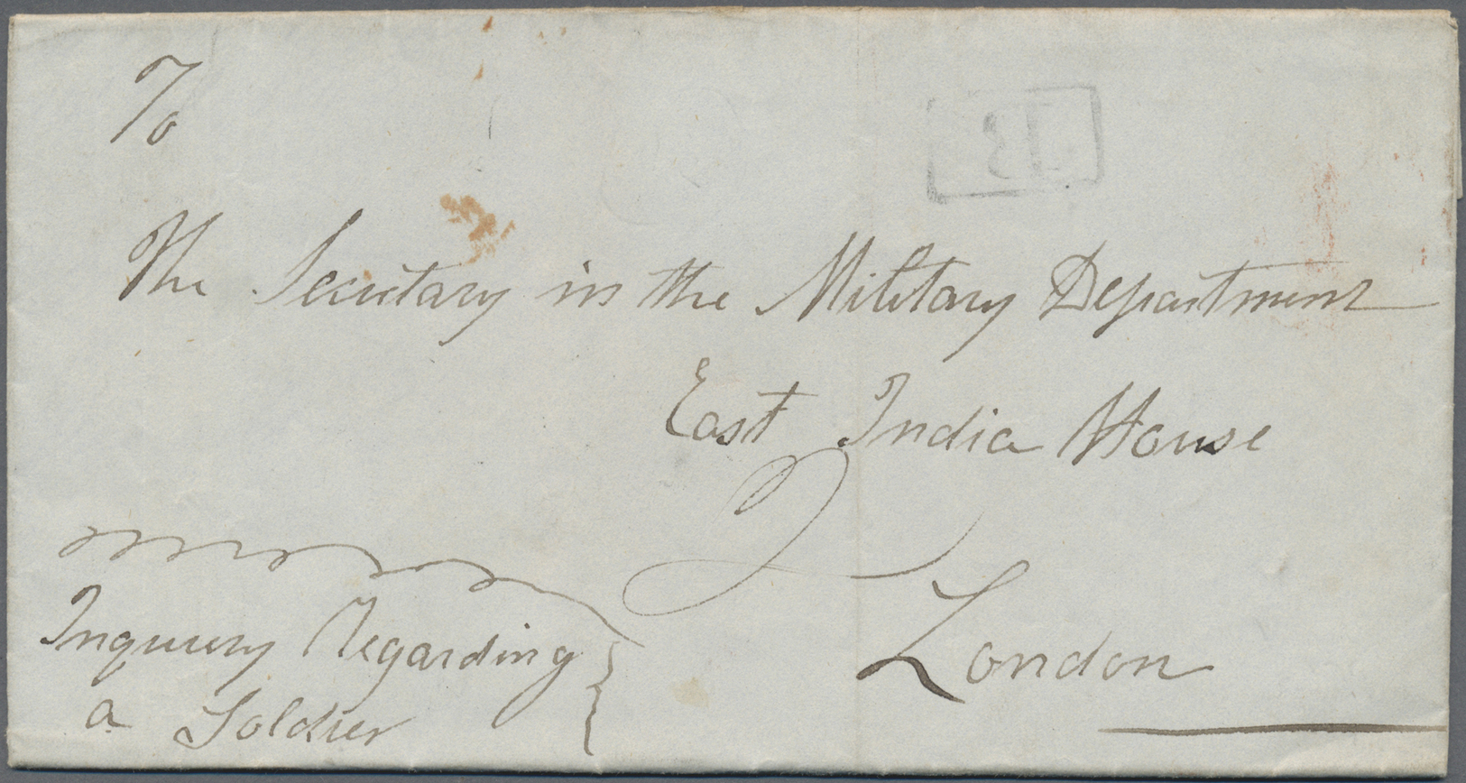 Br Irland - Vorphilatelie: 1844. Folded Stampless Envelope Addressed To ‘The Secretary In The Military Department - Préphilatélie