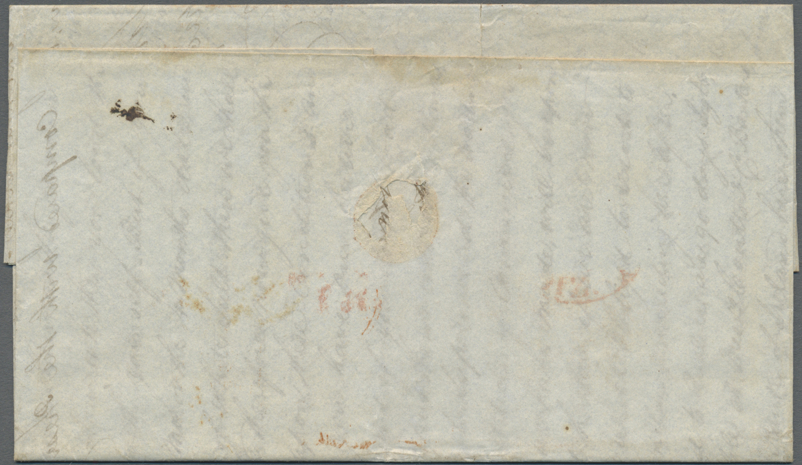 Br Irland: 1851. Stampless Envelope (tears) Written From Sligo Dated ‘22nd March 1851' Addressed To Cadiz Cancell - Covers & Documents