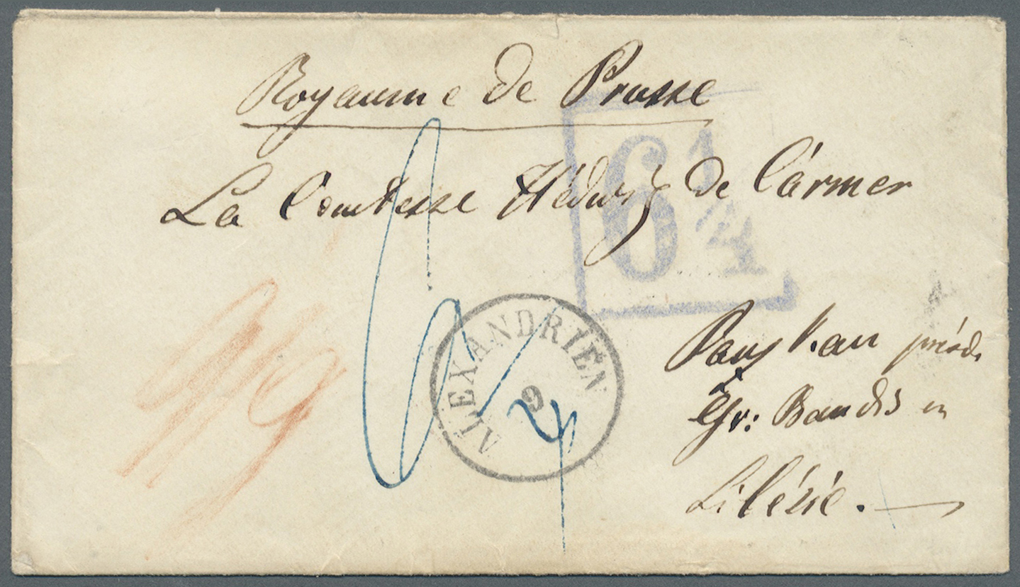 Br Ägypten - Besonderheiten: 1858 (AUSTRIAN POST OFFICES). Unstamped Envelope To Prussia Cancelled By Alexandrien Date S - Autres & Non Classés