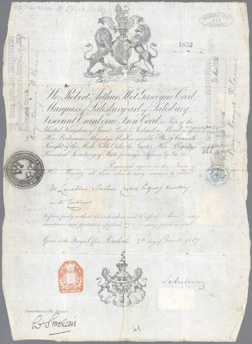 Ägypten - Besonderheiten: 1887, Share Of The 'Earl Of Salisbury' With Signatures And Several Different Handstamps And Du - Other & Unclassified