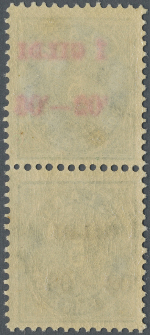 ** Island: 1902, Gildi Overprints, 5a. Green, Perf. 12¾, Vertical Pair, Top Stamp With RED Overprint, Lower Stamp - Autres & Non Classés