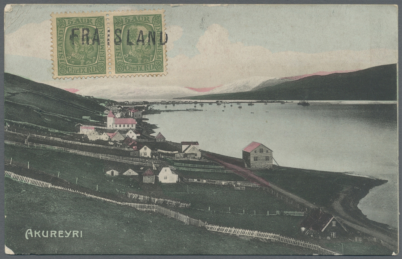 Island: 1907, Akureyri, Postalisch Gelaufen 1907, Briefmarken Und Entwertung "FRA ISLAND" Auf Der Bildseite, I - Autres & Non Classés