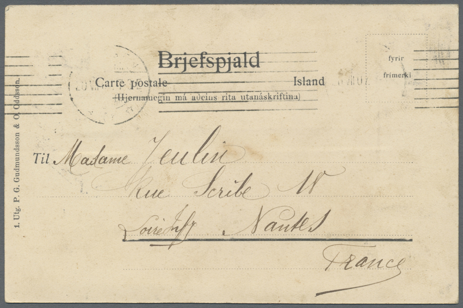 Island: 1907, Reykjavik, Zwei Historische Ansichtskarten Von 1907, Beide Mit Briefmarken Und Entwertungen Auf - Autres & Non Classés