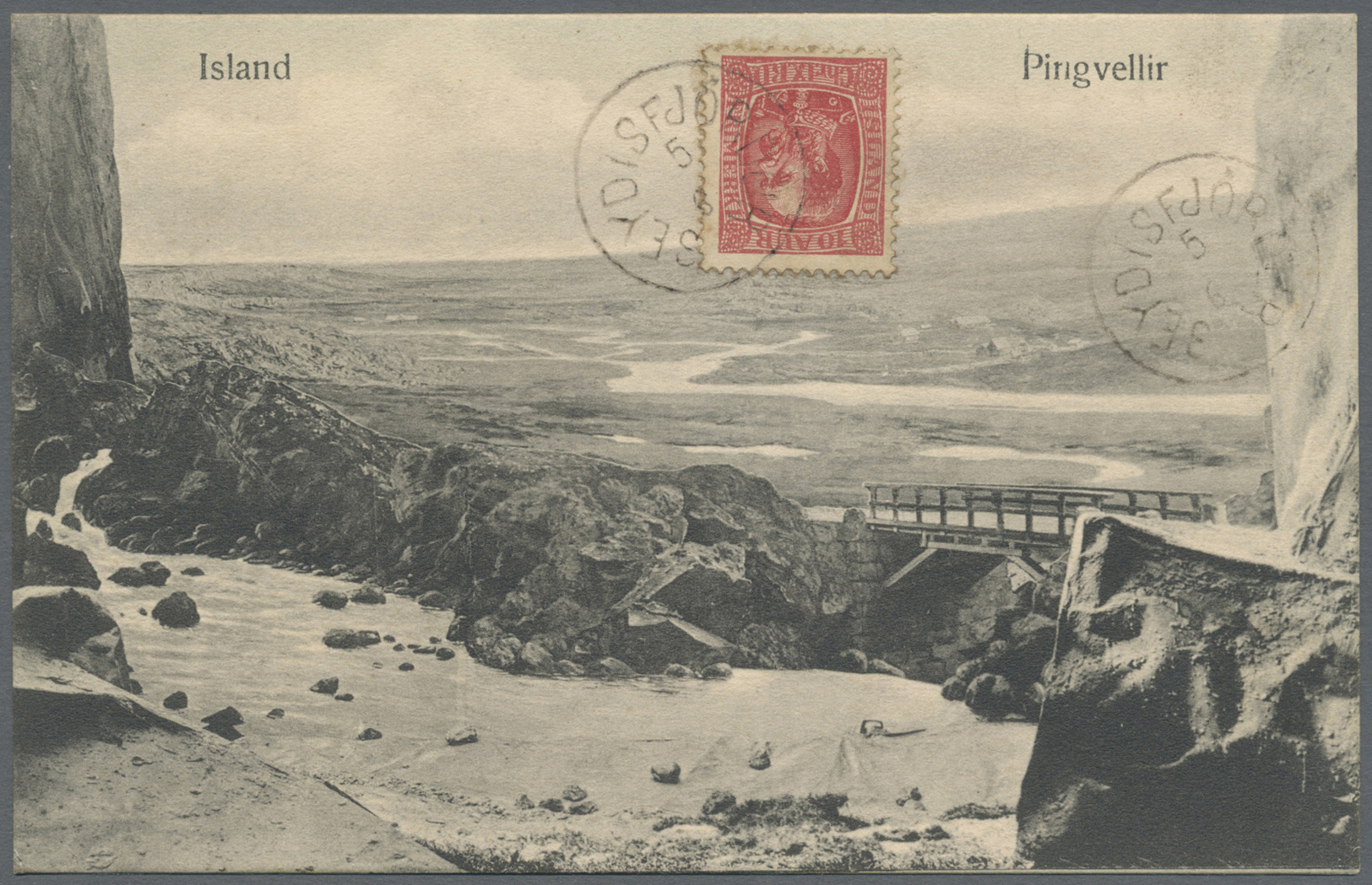 Island: Ca. 1908, Hrafnagjá, Pingvellir Und Island Landpósturinn, Drei Historische Ansichtskarten, Alle Postal - Other & Unclassified