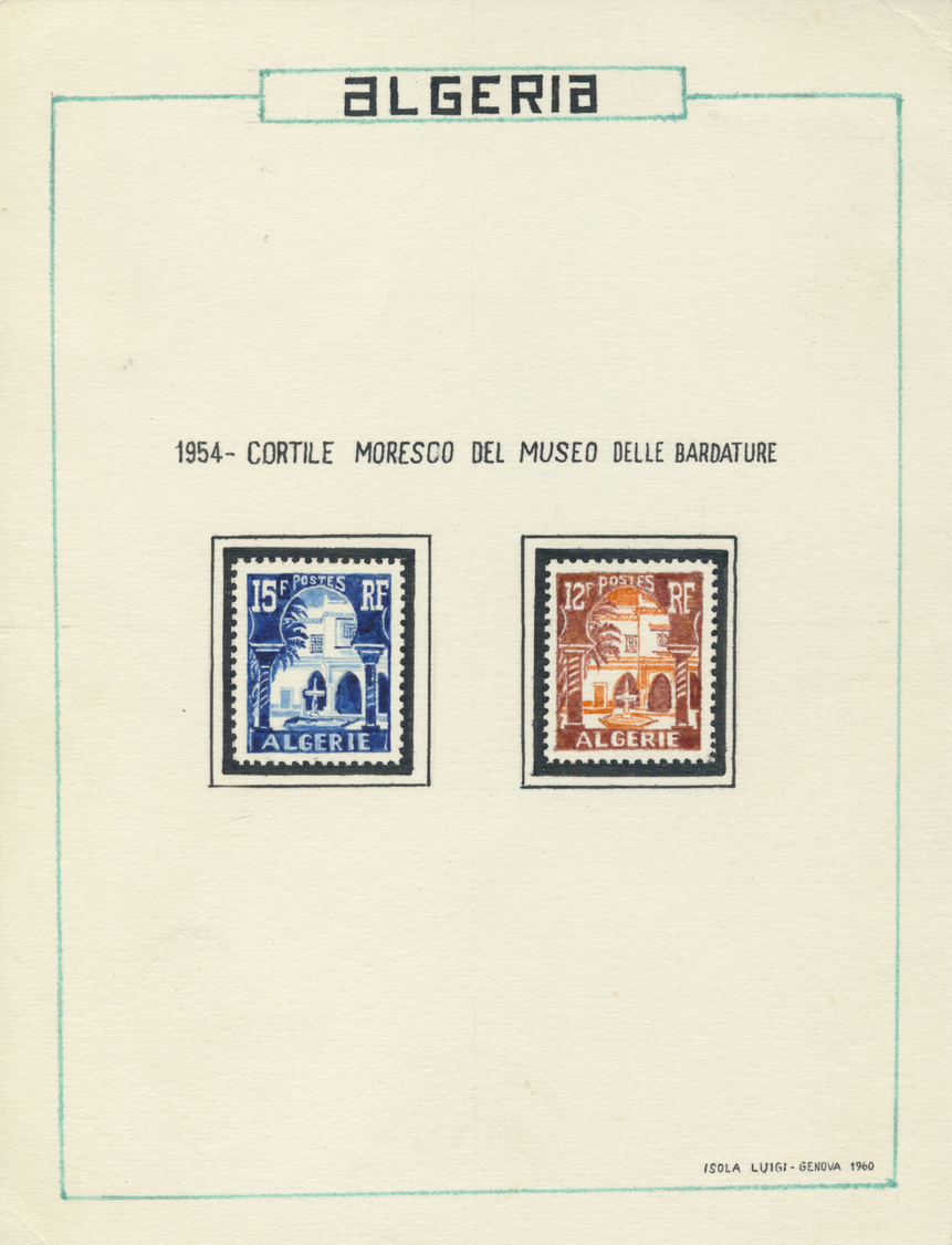 Algerien: 1954, Museum Of Bardo 12f. And 15f. ESSAYS Together On Presentation Card From 'Isola Luigi Genova 1960', Unusu - Algeria (1962-...)