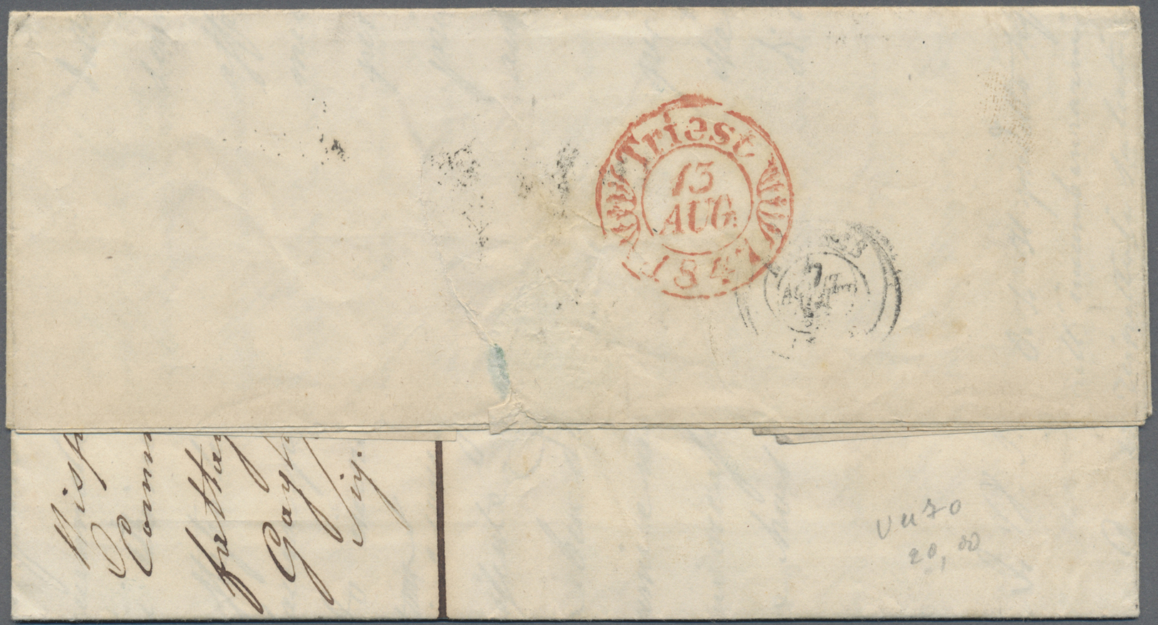 Br Italien - Vorphilatelie: 1847: Toulon Sur Mer To Trieste. Complete Folded Letter With Double Circle "TOULON-S- - 1. ...-1850 Prephilately
