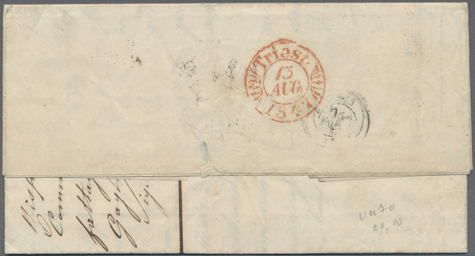 Br Italien - Vorphilatelie: 1847: Toulon Sur Mer To Trieste. Complete Folded Letter With Double Circle "TOULON-S- - ...-1850 Préphilatélie