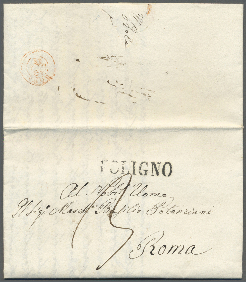 Br Italien - Vorphilatelie: 1851, "FOLIGNO" L1 On Two Complete, Taxed Letters To Rome, Both With Red C2 Arrival M - ...-1850 Préphilatélie