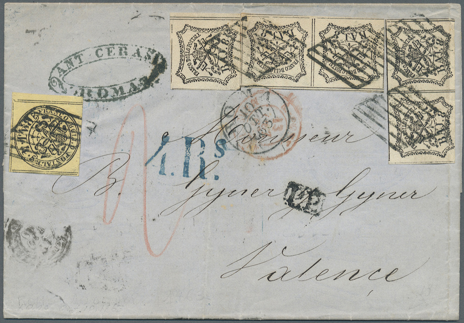 Br Italien - Altitalienische Staaten: Kirchenstaat: 1863. Envelope Addressed To Spain Bearing Papal States Yvert - Etats Pontificaux