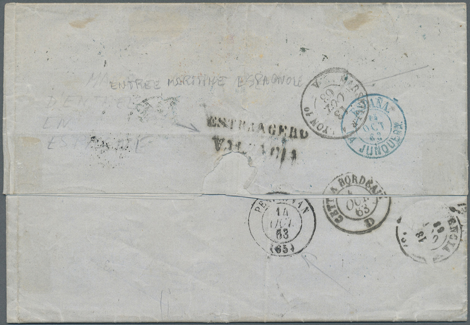 Br Italien - Altitalienische Staaten: Kirchenstaat: 1863. Envelope Addressed To Spain Bearing Papal States Yvert - Etats Pontificaux