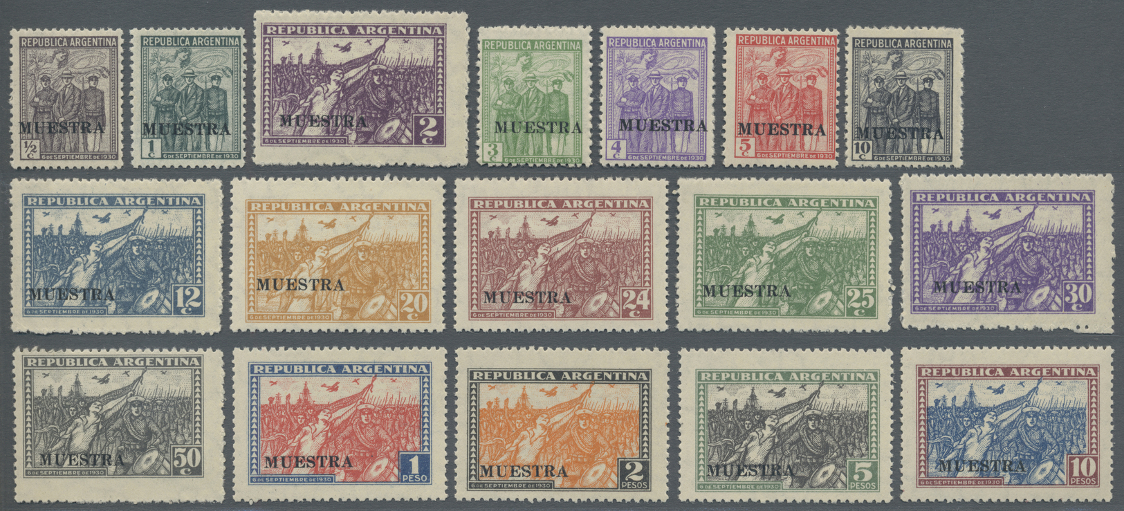 **/* Argentinien: 1930, Revolution, Complete Series With 19 Values, Also The 6 Unissued Values Of ½, 1, 3, 4, 5 And 10 C - Other & Unclassified